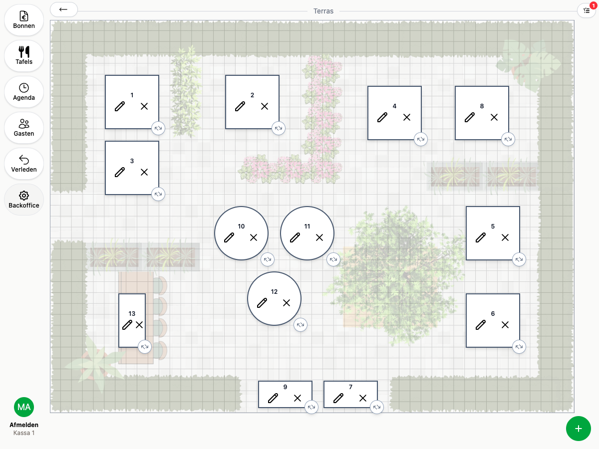 Dragging tables into place on the floor plan