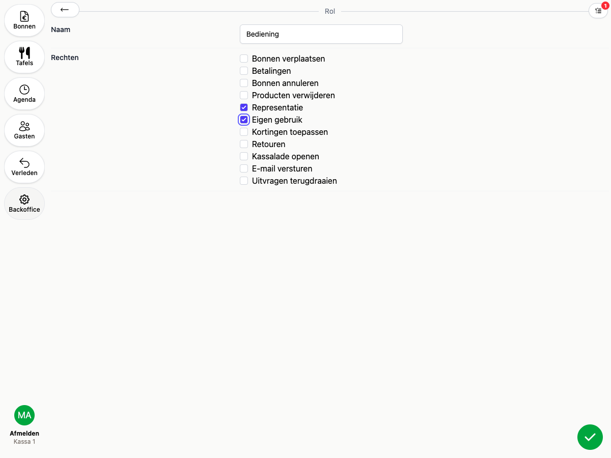 Checking permissions for a role