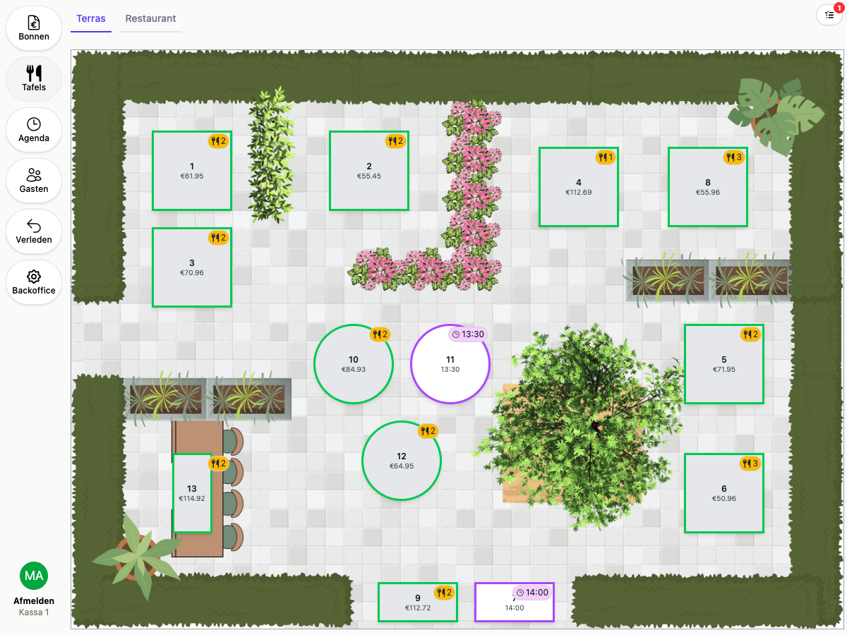 20Tabs Table Map with upcoming reservation